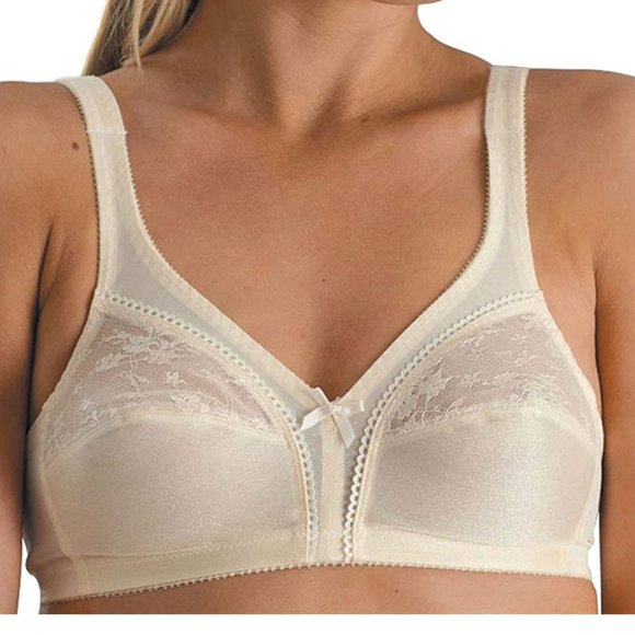 New Carnival Full Figure Camisole Strap Lace Soft Cup Wireless Bra 627 Beige - Picture 3 of 7